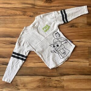 Star Wars Kids' Long Sleeve Spirit Jersey Style Top with Grogu Graphic - White